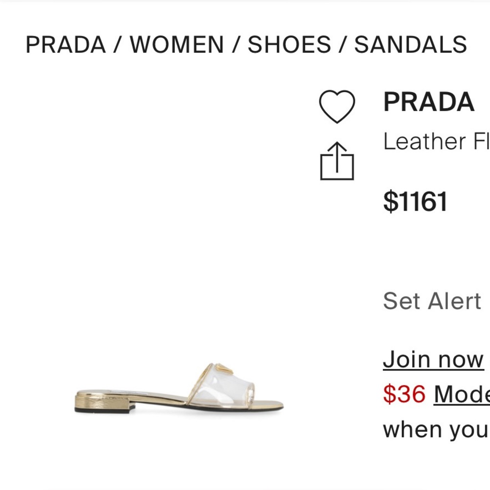 Prada leather flat sandals in gold
